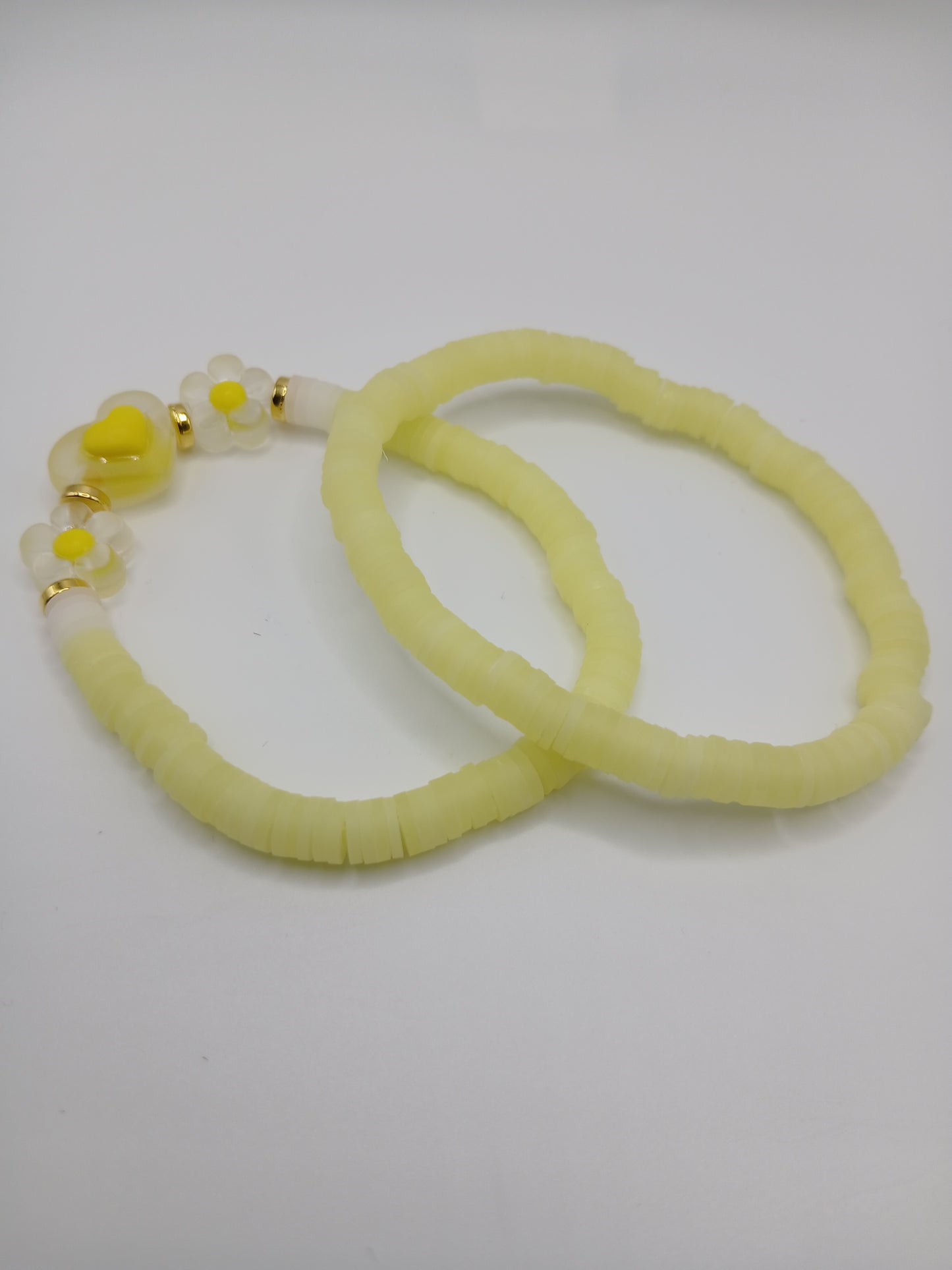 Floral Heart Heishi Bracelets