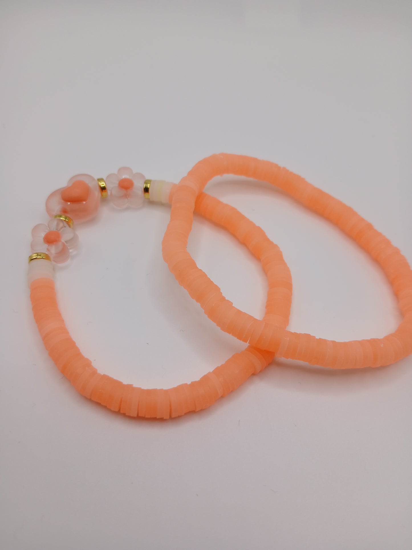 Floral Heart Heishi Bracelets