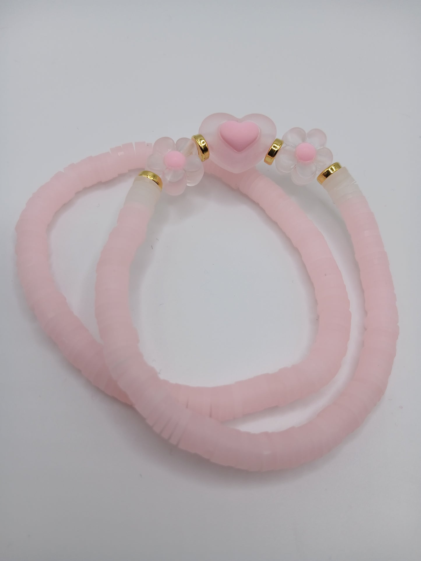 Floral Heart Heishi Bracelets