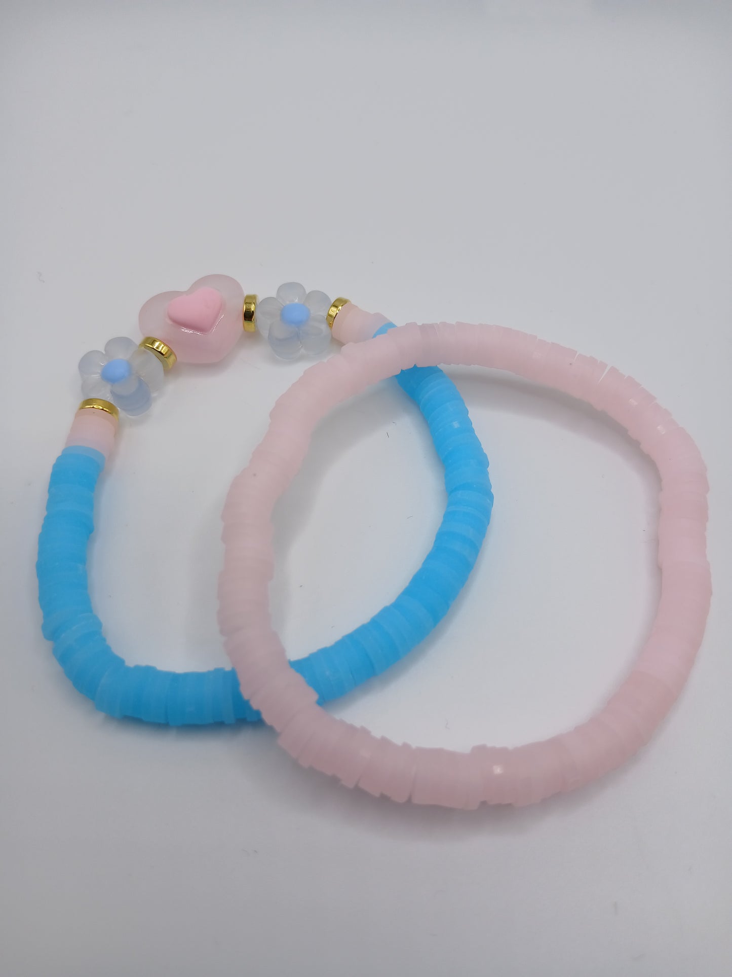 Floral Heart Heishi Bracelets