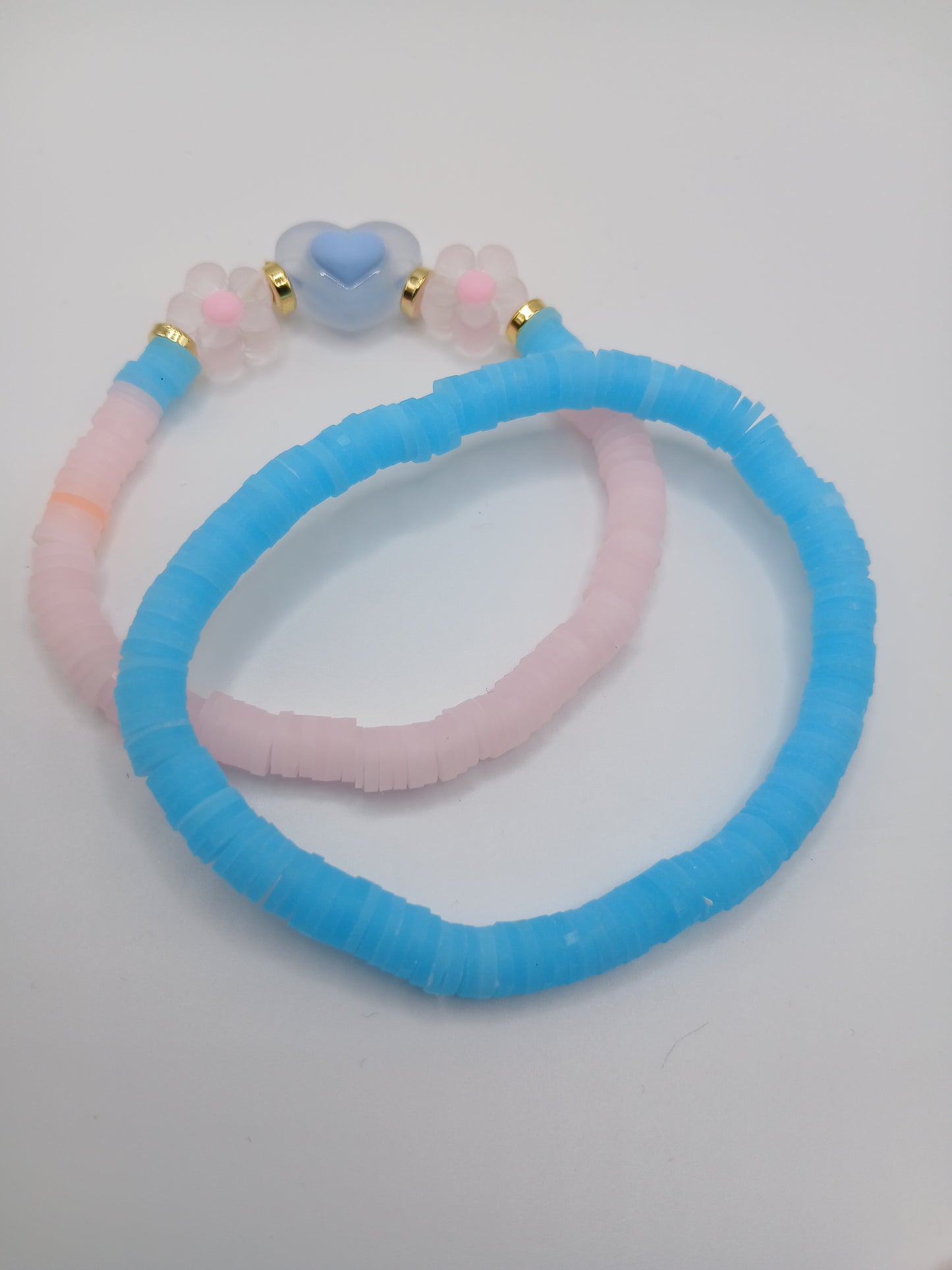 Floral Heart Heishi Bracelets