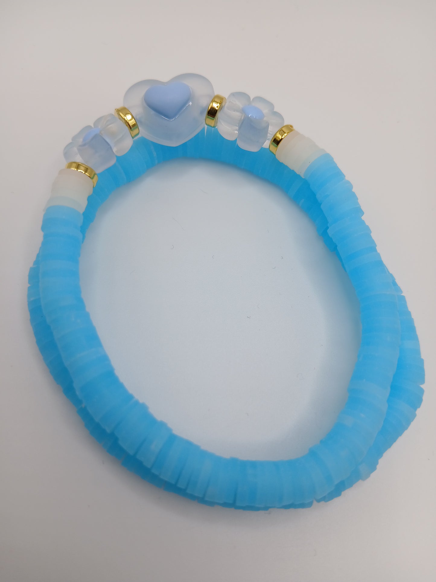 Floral Heart Heishi Bracelets