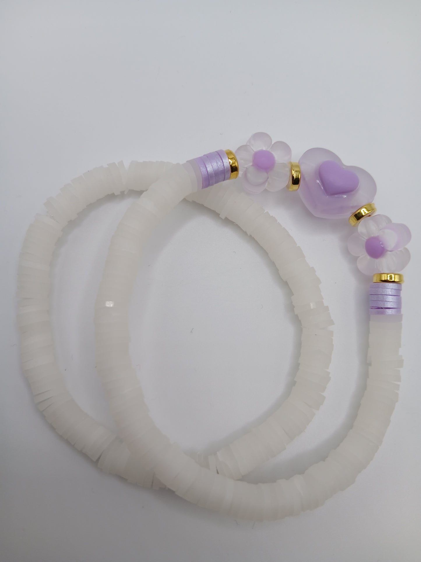 Floral Heart Heishi Bracelets