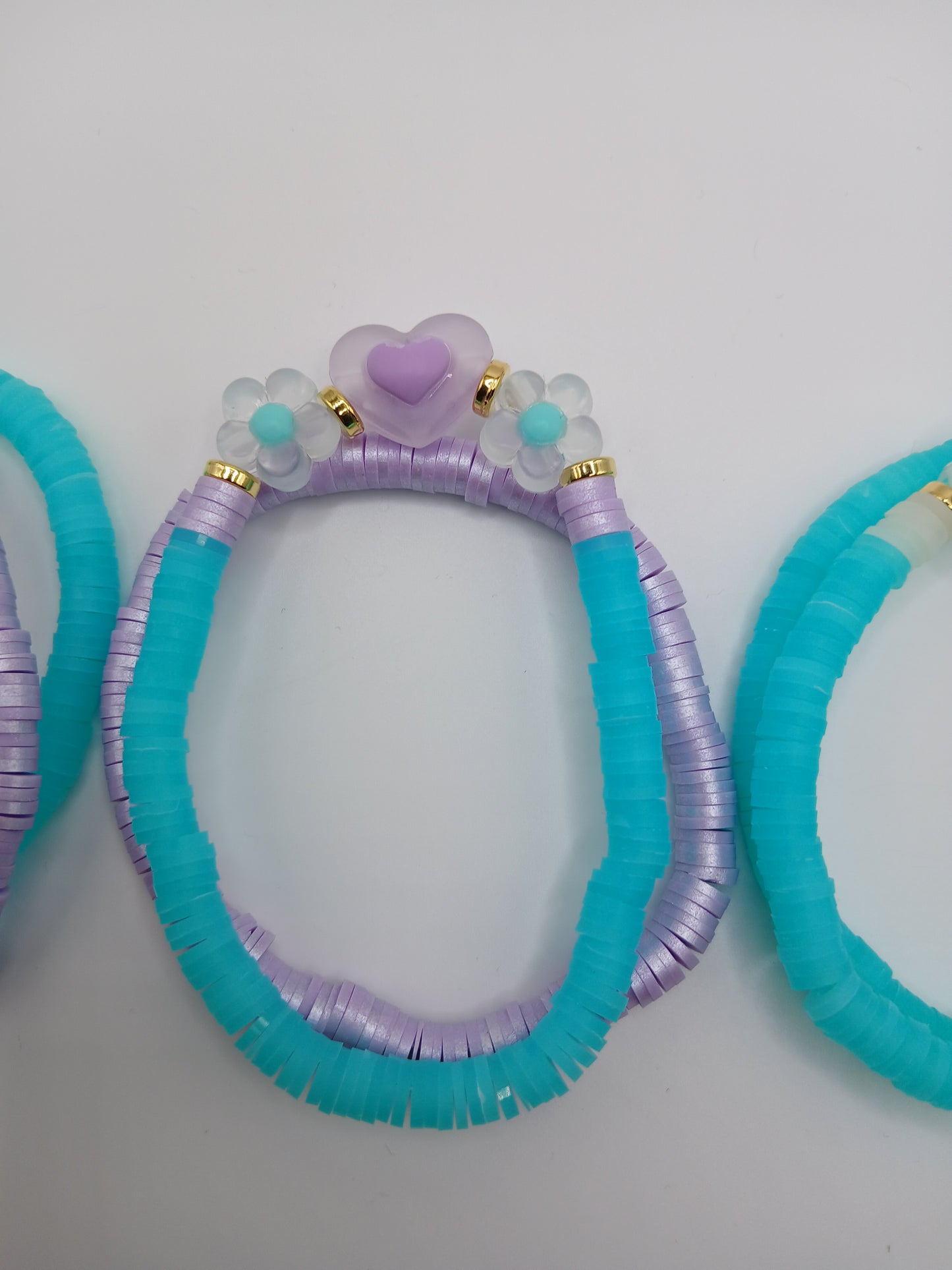 Floral Heart Heishi Bracelets