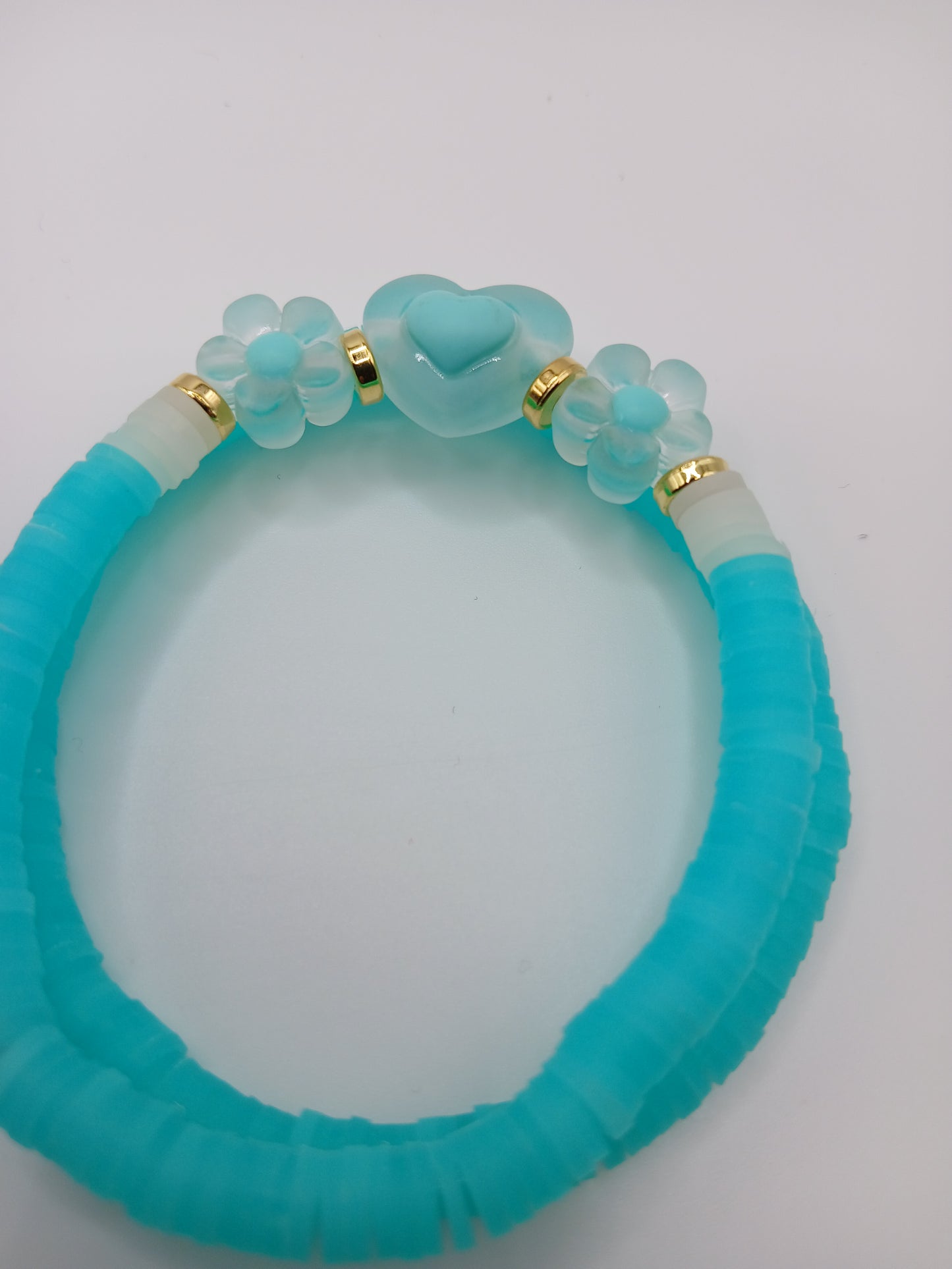 Floral Heart Heishi Bracelets