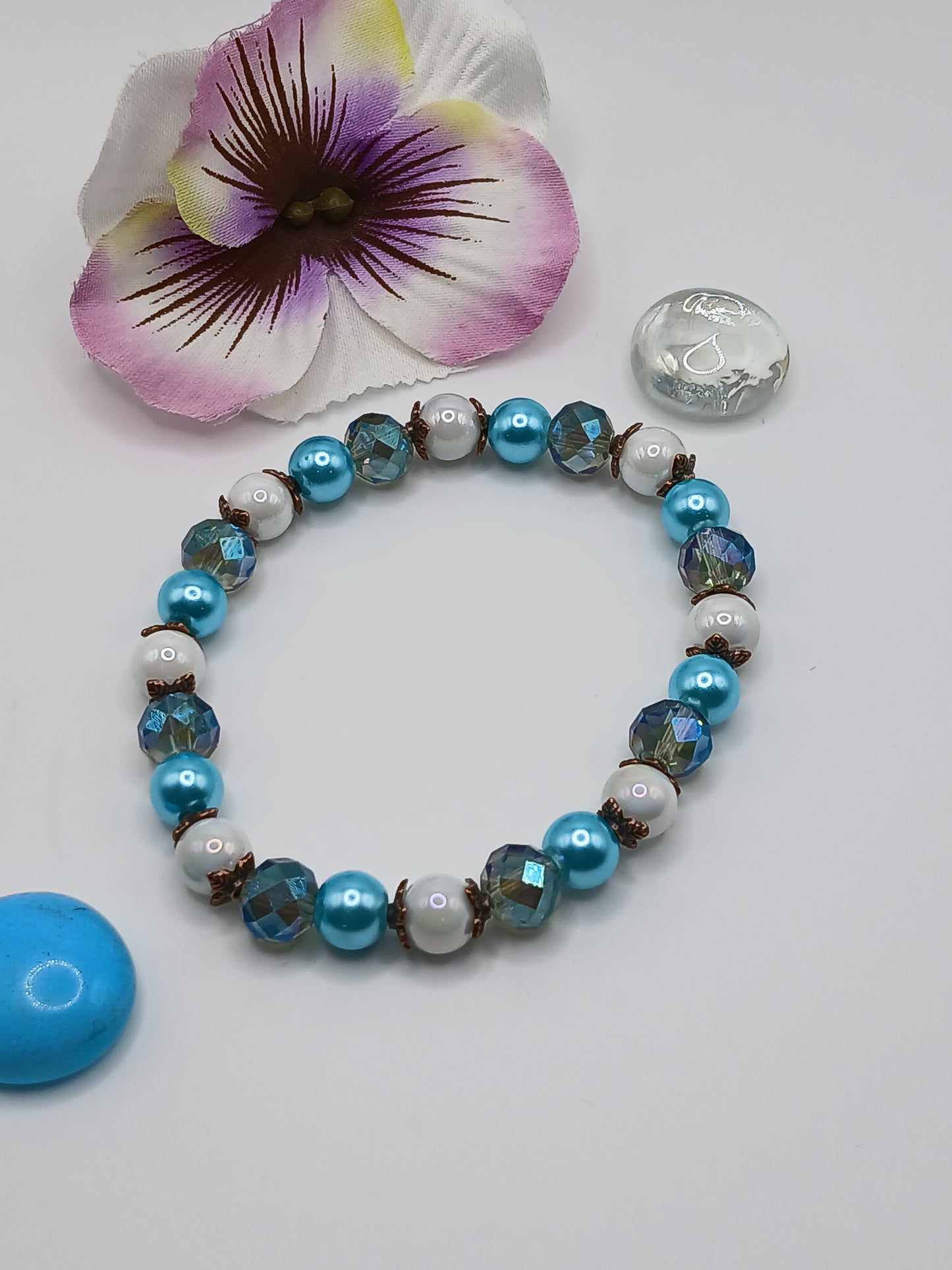 Teal Crystal Stretch Bracelet