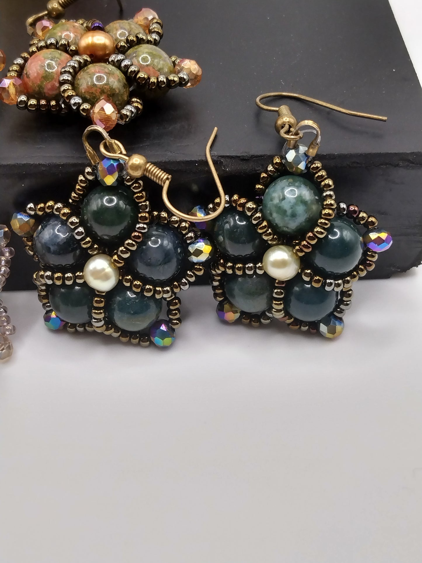 Gemstone and Pearl Earrings