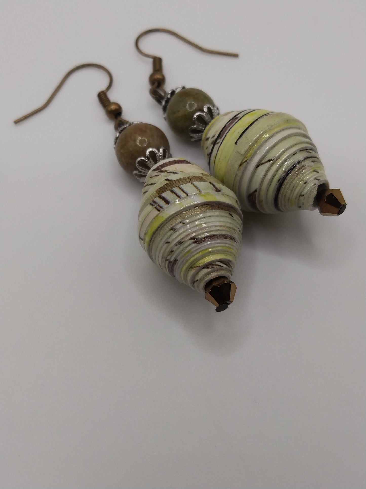 Paper Bead and Autumn Jasper Earrings