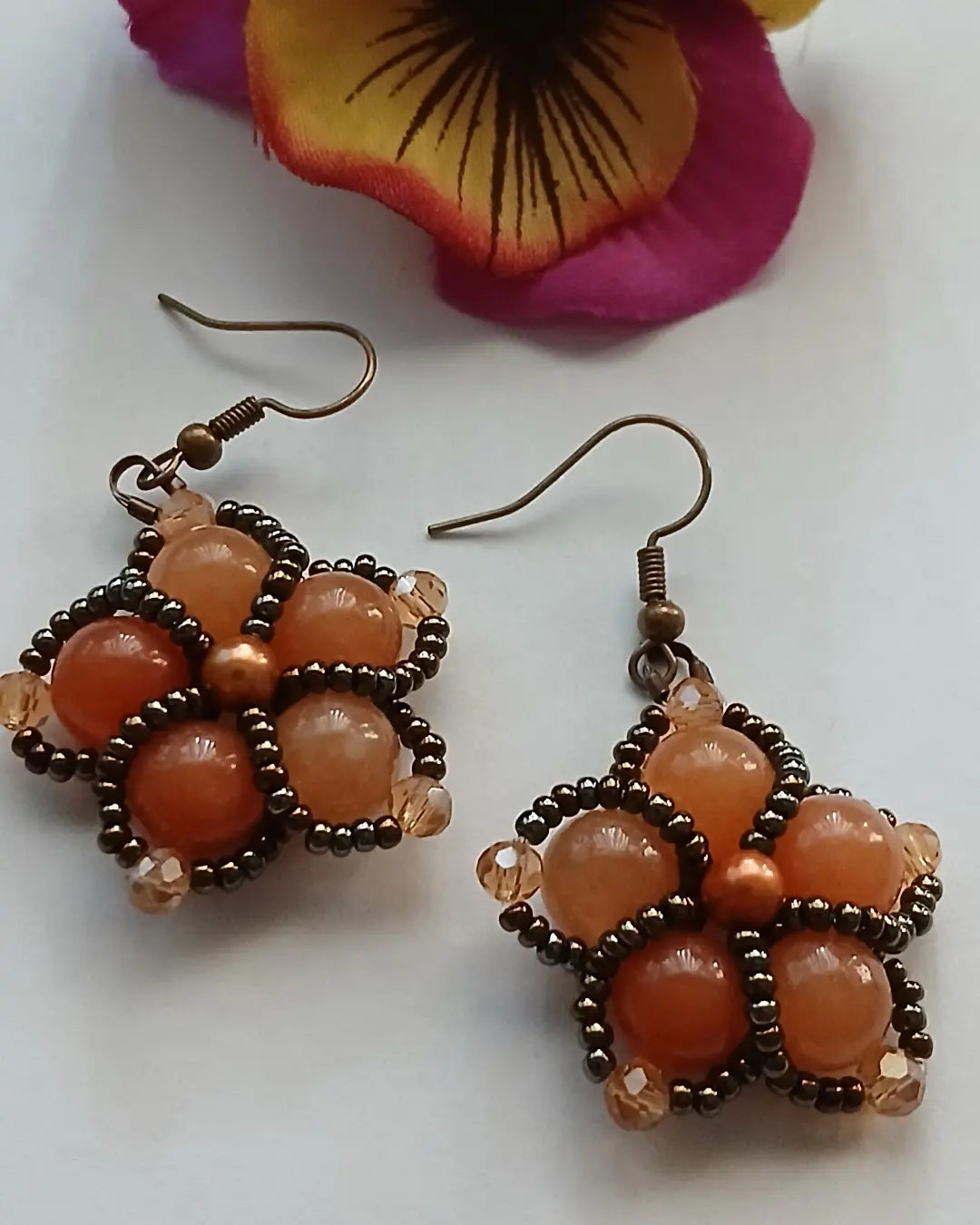 Gemstone and Pearl Earrings