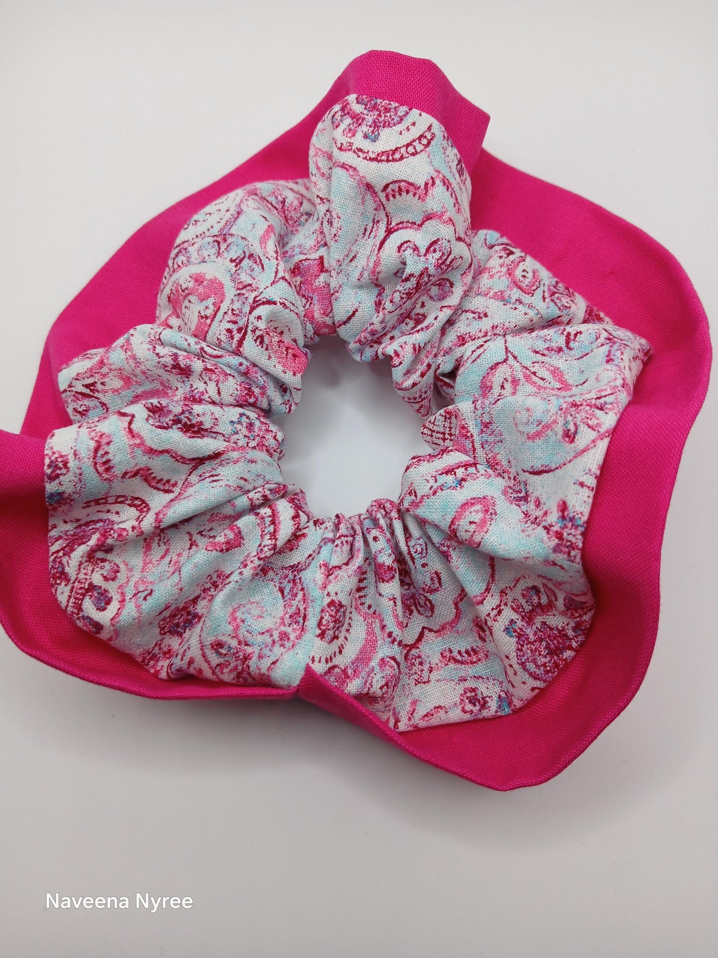 Teal pink scrunchie