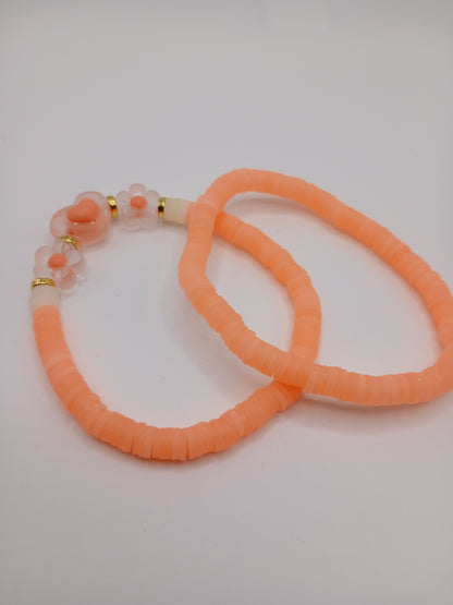 Floral Heart Heishi Bracelets