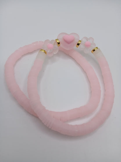 Floral Heart Heishi Bracelets