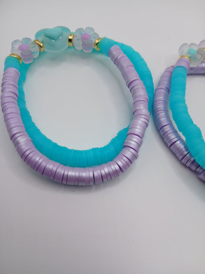 Floral Heart Heishi Bracelets