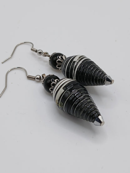 black paper bead earring