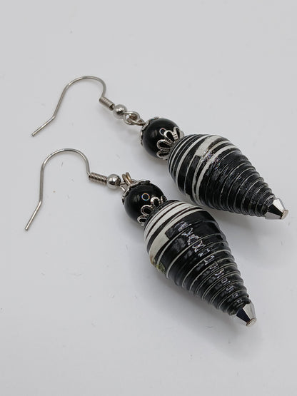 black paper bead earring