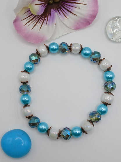 Teal Crystal Stretch Bracelet