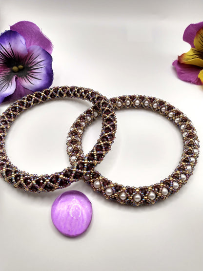 Garnet and Freshwater pearl bangles