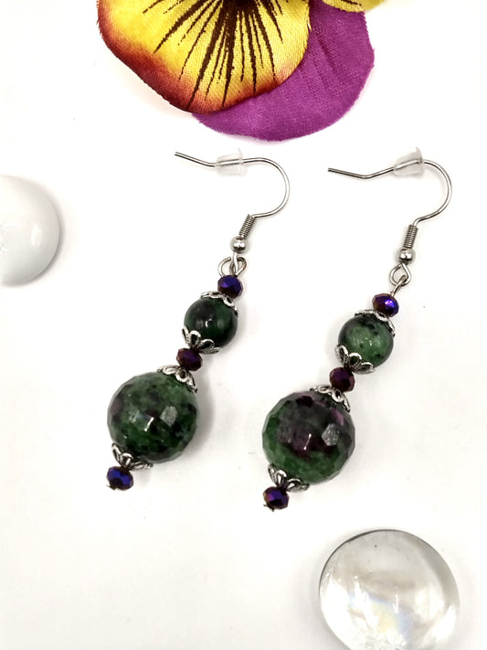 Ruby in zoisite Earrings