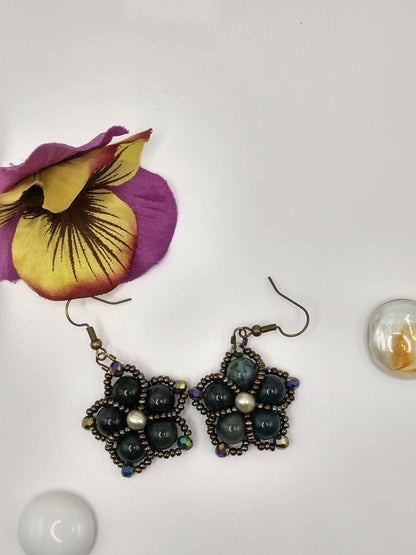 Gemstone and Pearl Earrings