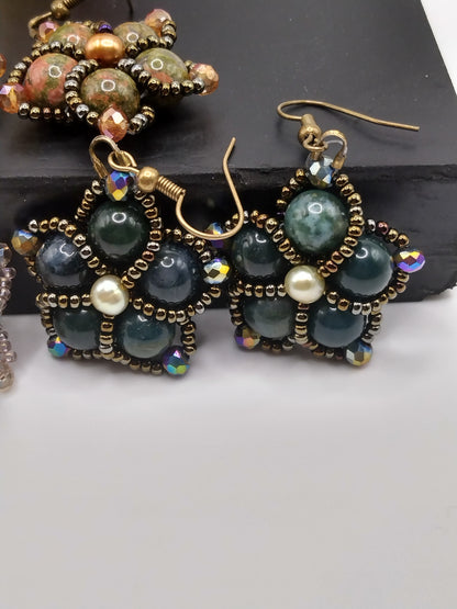 Gemstone and Pearl Earrings