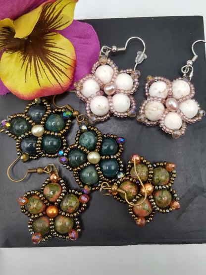 Gemstone and Pearl Earrings