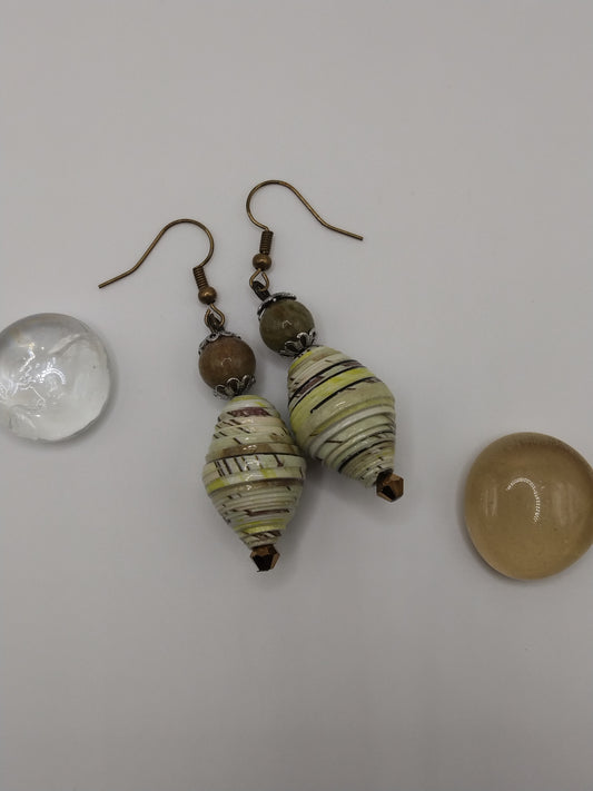 Paper Bead and Autumn Jasper Earrings