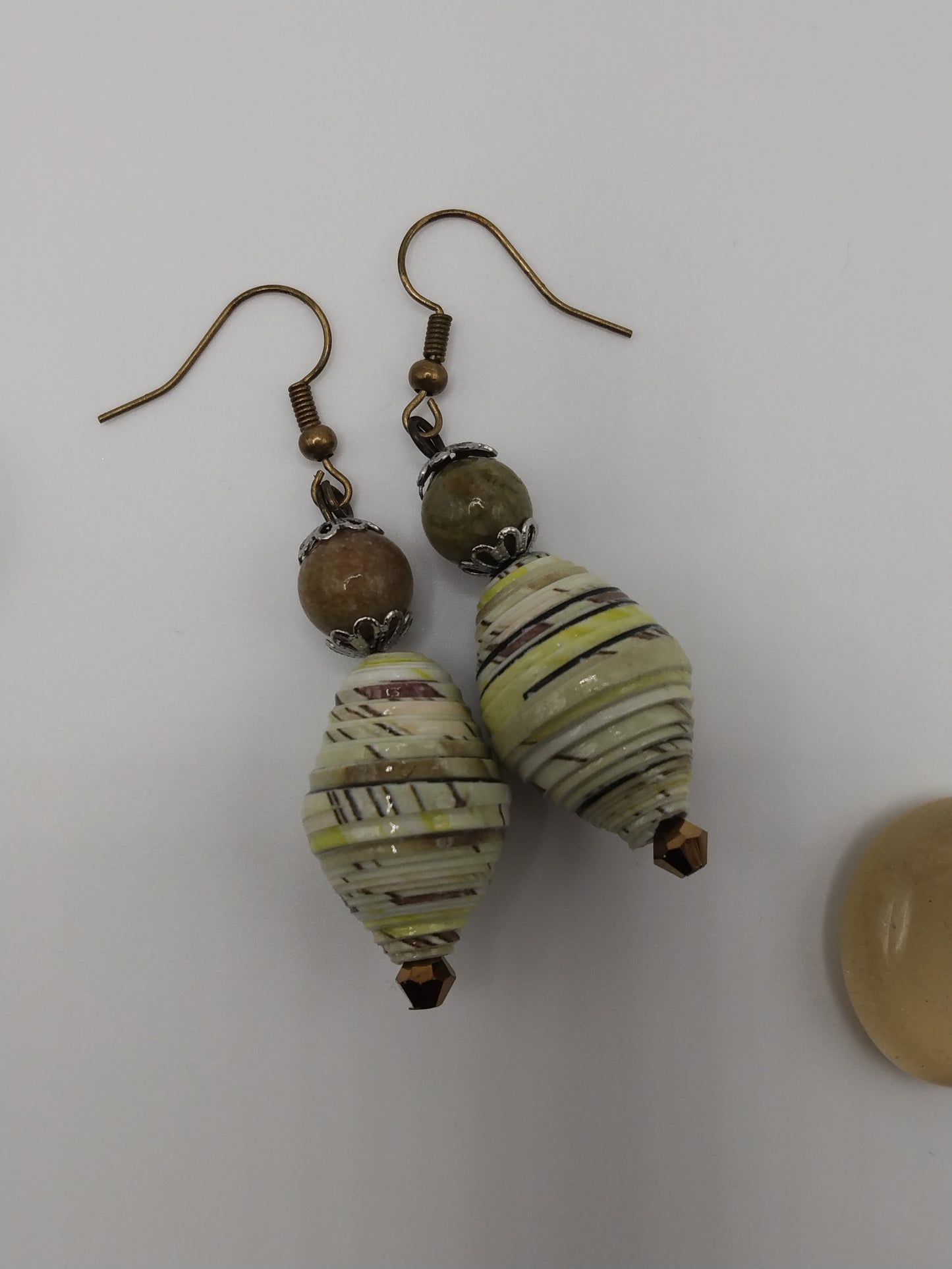 Paper Bead and Autumn Jasper Earrings