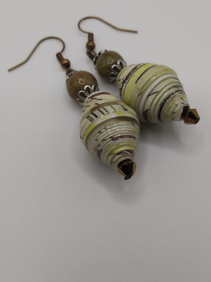 Paper Bead and Autumn Jasper Earrings