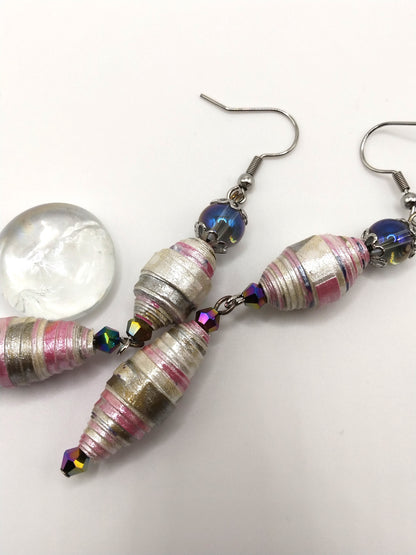 Double Dangle Paper Bead Earrings
