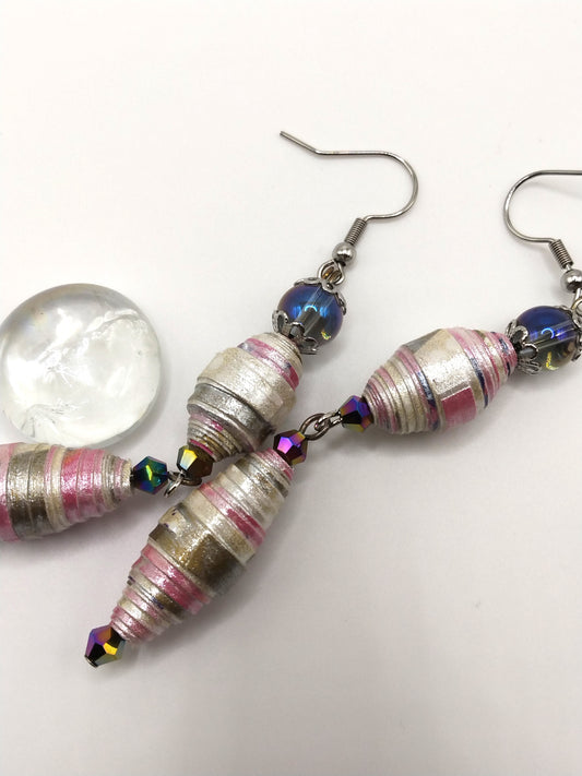 Double Dangle Paper Bead Earrings