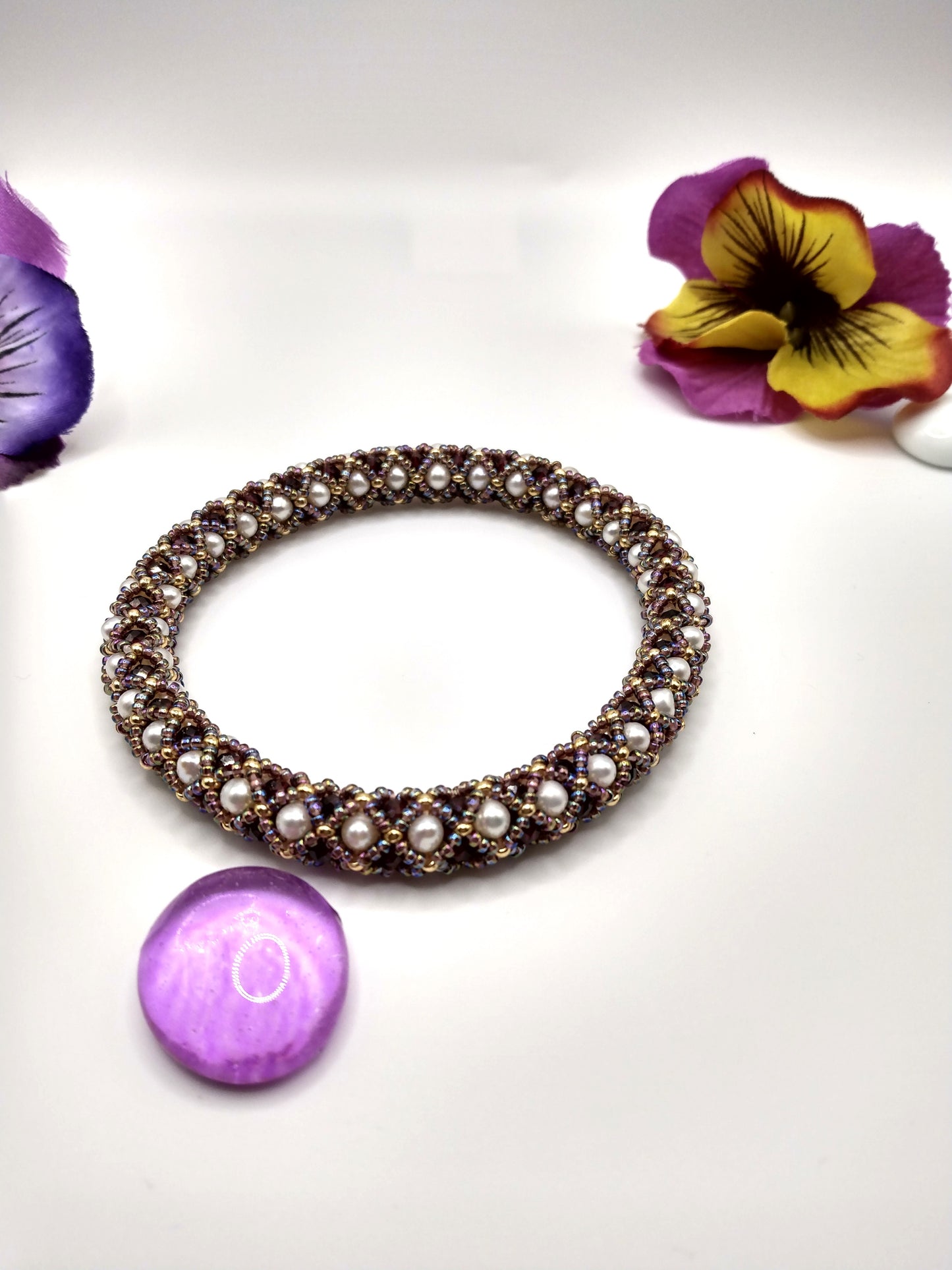Garnet and Freshwater pearl bangles