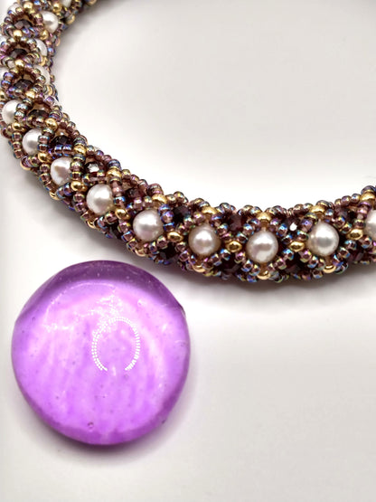Garnet and Freshwater pearl bangles