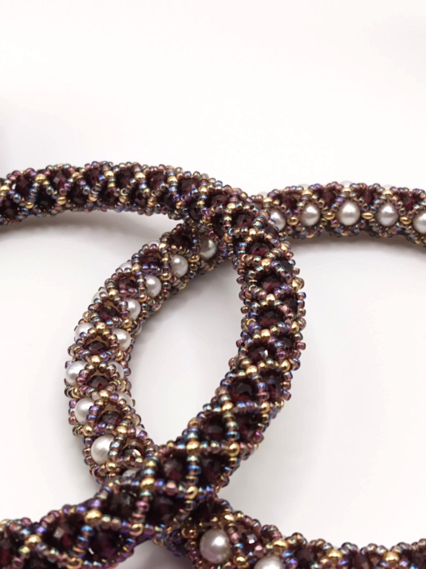 Garnet and Freshwater pearl bangles