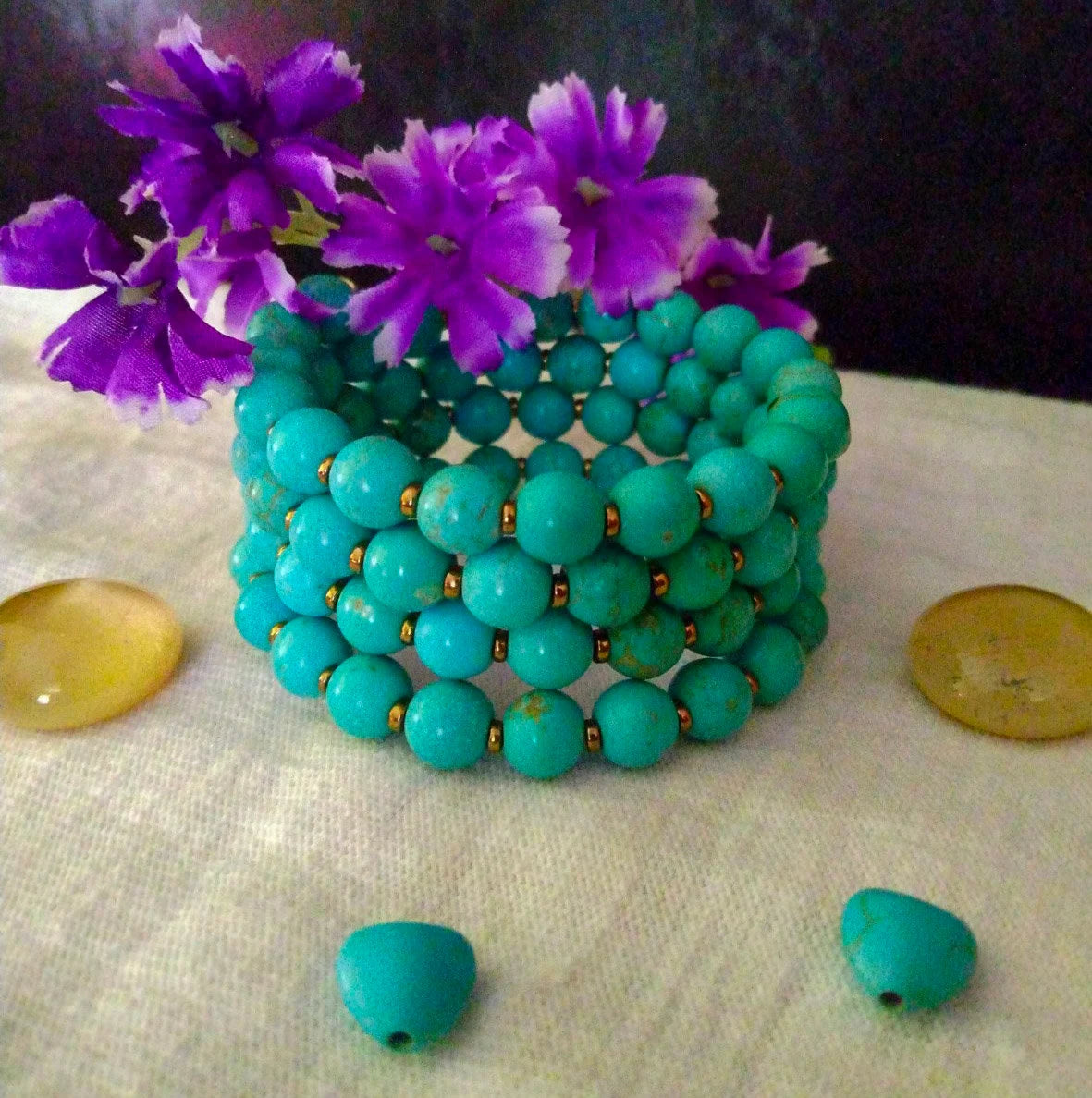 Turquoise Magnesite Memory Wire Bangle