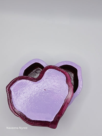 Purple Rose Heart Trinket Box