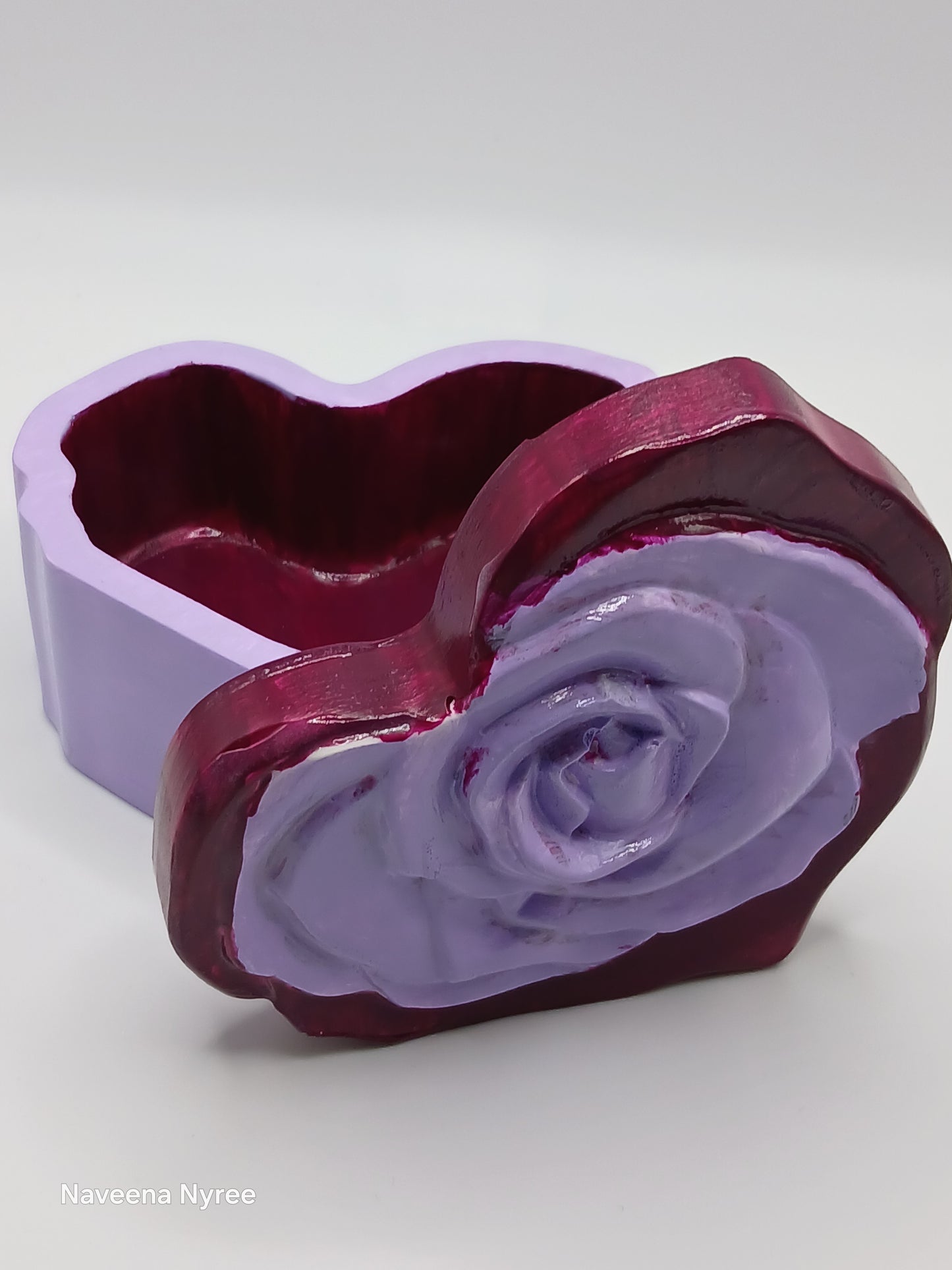 Purple Rose Heart Trinket Box