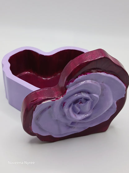Purple Rose Heart Trinket Box