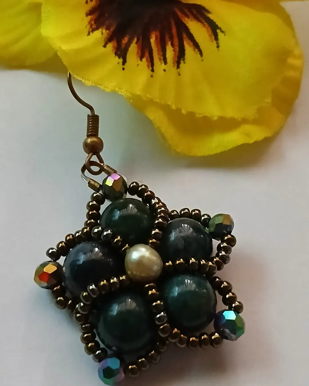 Gemstone and Pearl Earrings