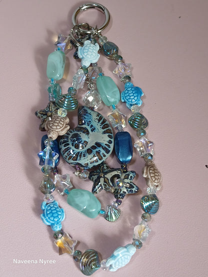 Sea themed purse charms with detachable Keychain.