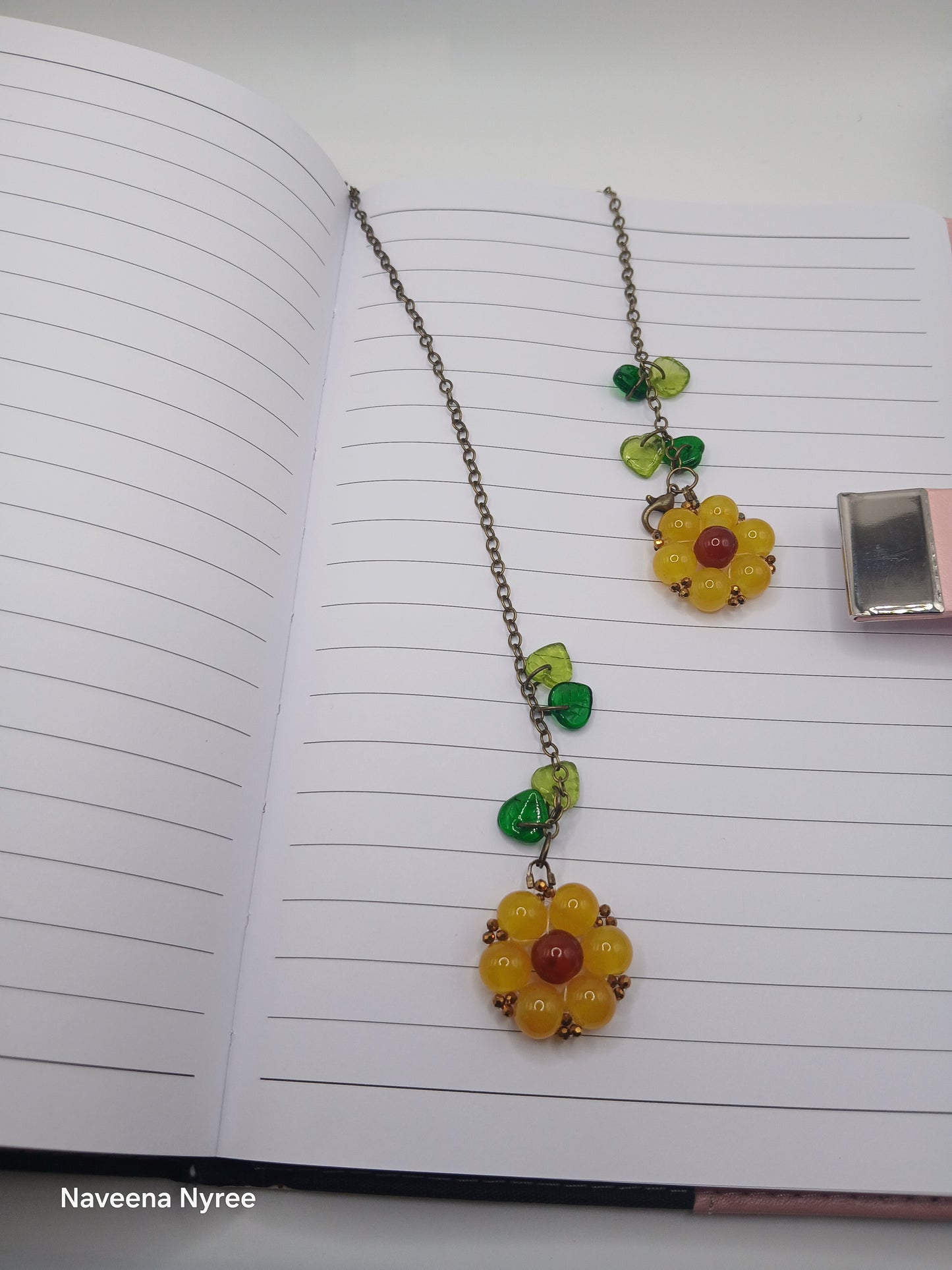 Sunflower bead chain bookmarks