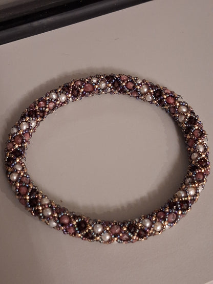 Garnet and Freshwater pearl bangles