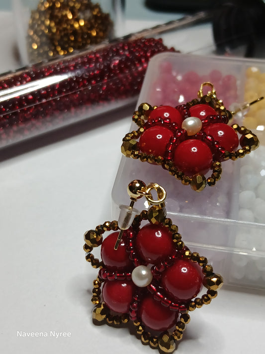 Gemstone and Pearl Earrings