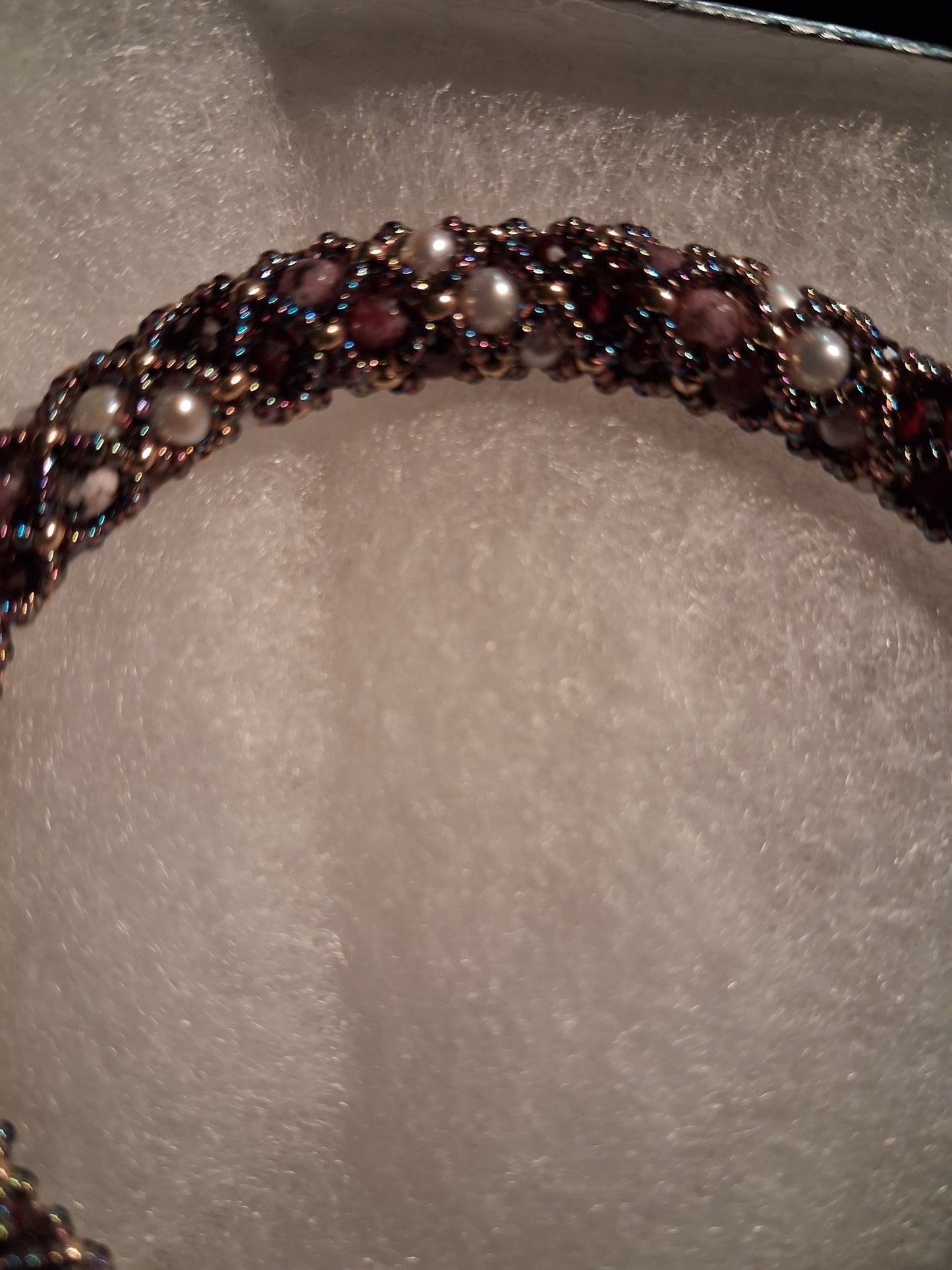 Garnet and Freshwater pearl bangles