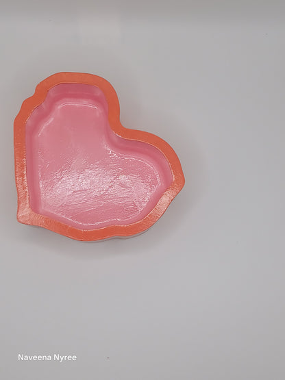 Coral and Pink Rose Heart Trinket box