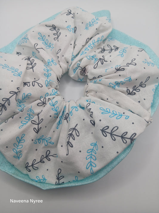 Teal/white scrunchie