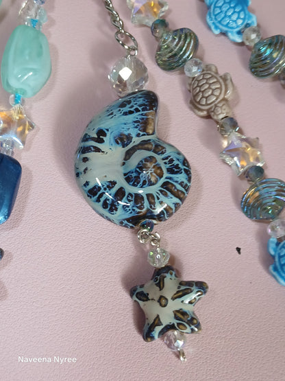 Sea themed purse charms with detachable Keychain.