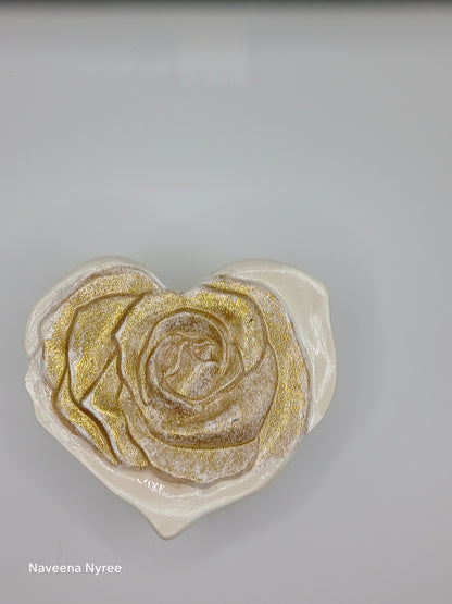 Gold Shimmer Rose Trinket Box