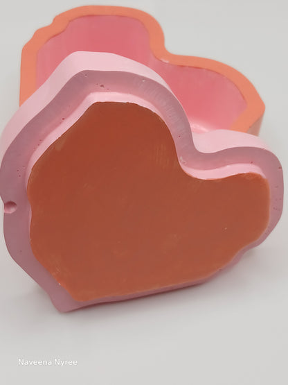 Coral and Pink Rose Heart Trinket box