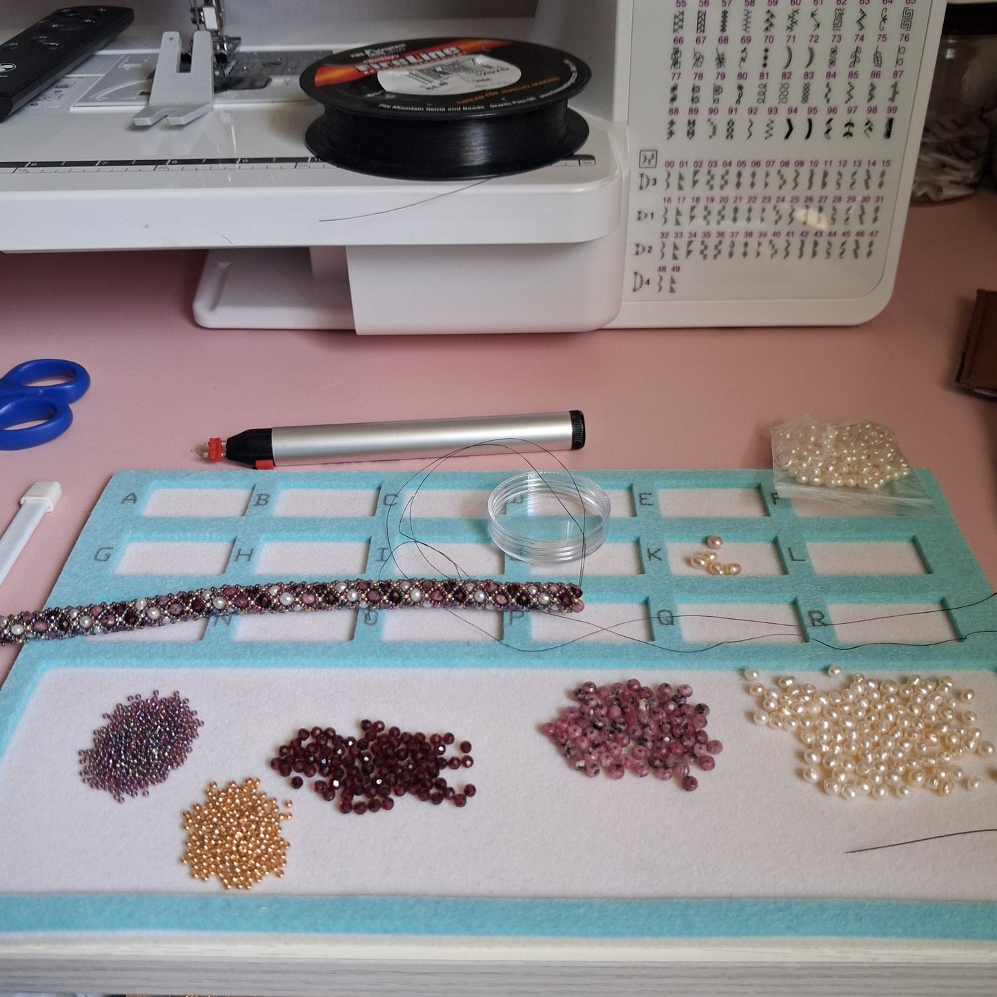 Garnet and Freshwater pearl bangles