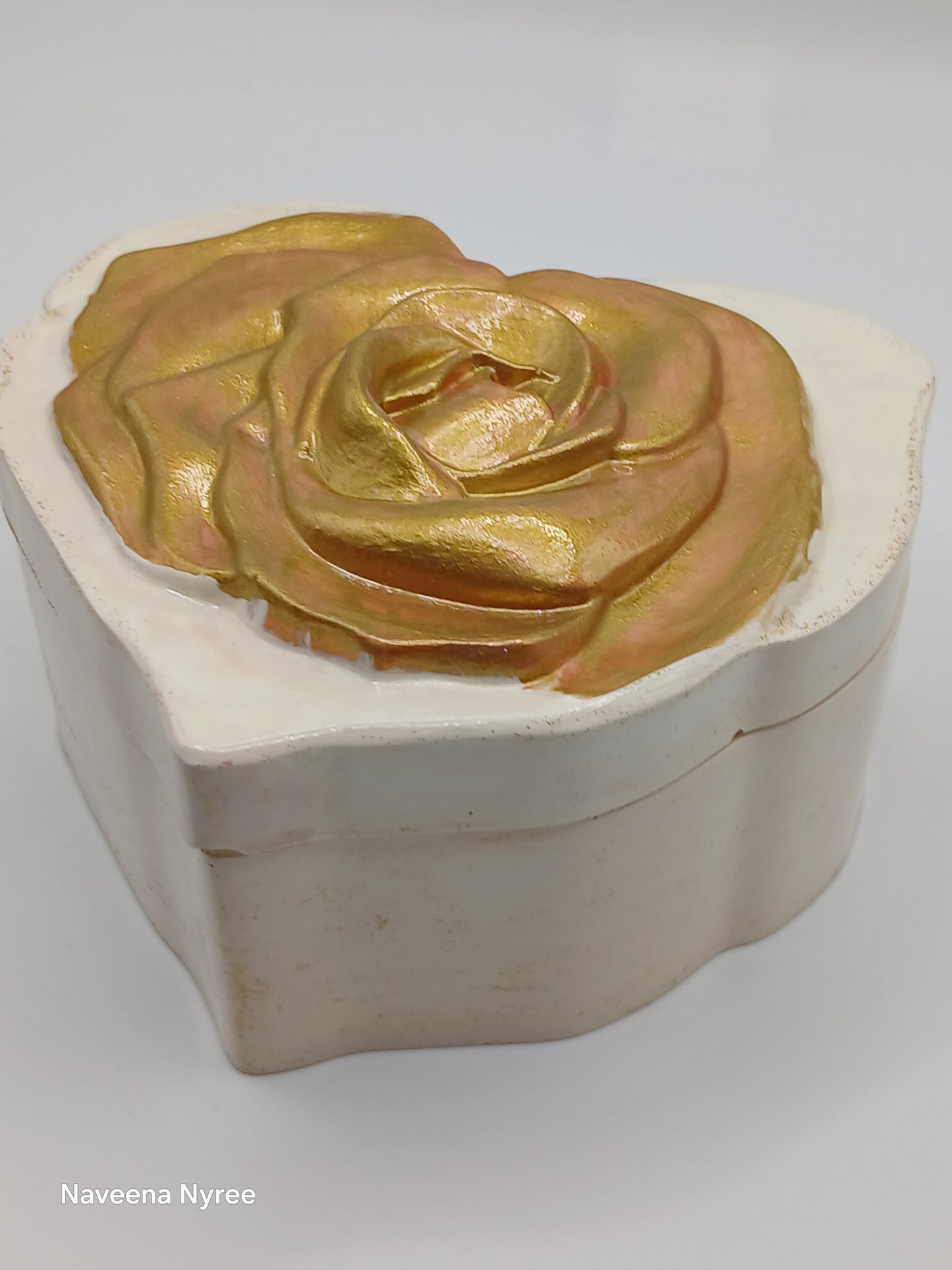 Gold Rose Trinket Box